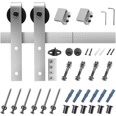 Mophorn Kit de quincaillerie pour porte coulissante de grange, 244 cm, rail robuste avec rouleau en J,capacité de charge de 150 kg, adapté aux portes de 1066,8-1219,2 mm de largeur et 34,92-44,45 mm