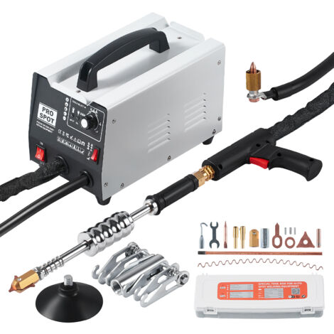 Mophorn Kit de reparación de abolladuras con soldador de pernos, máquina extractora de abolladuras con soldadura por puntos para carrocería de automóvil con 7 modos de soldadura y potencia ajustable