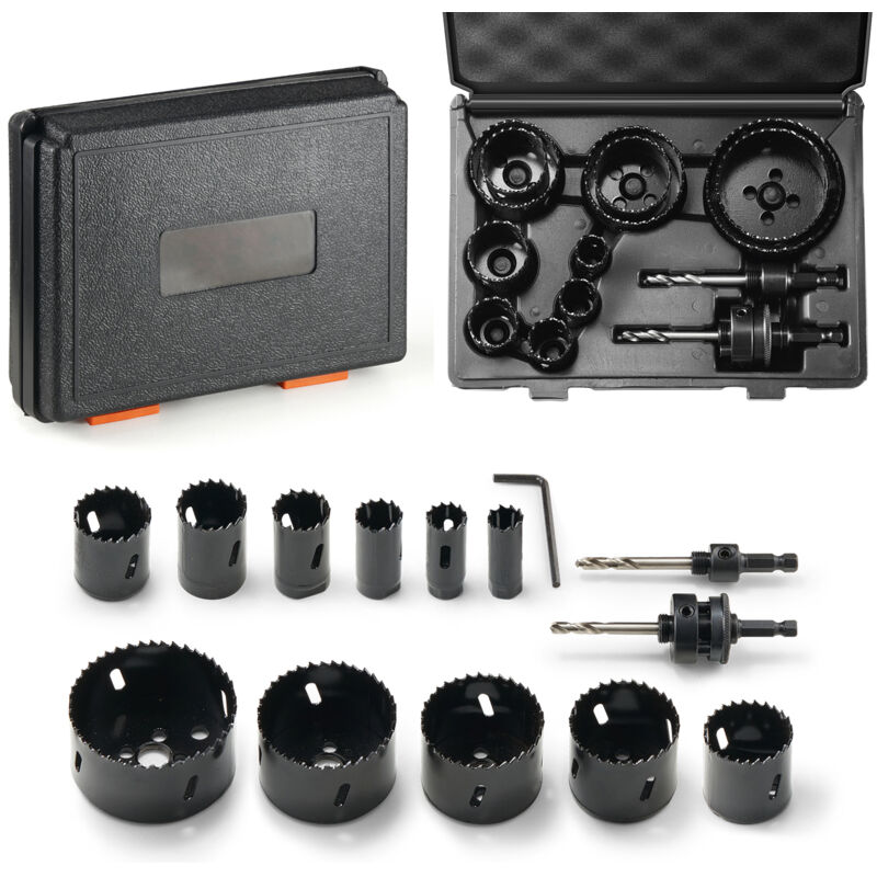 Mophorn - Kit de scie cloche 11 pièces Lames bimétalliques M42, 2 forets et clé hexagonale Ensemble polyvalent pour bois, fer et plastique