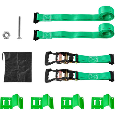 Mophorn Kit de sujeción para ruedas con calzos, correas de amarre con hebilla, capacidad de rotura de 1986,73 kg y carga de trabajo de 662 kg, ideal para vehículos, ATV y UTV, color verde