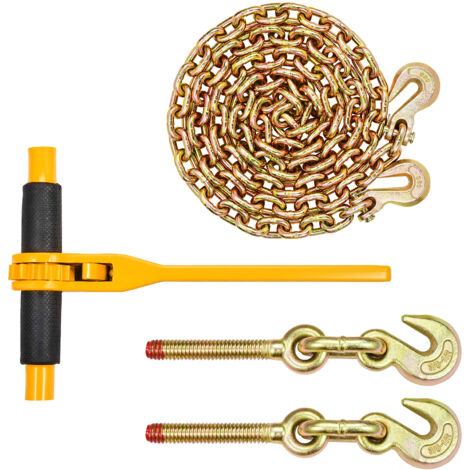 Mophorn Kit de Tensor de Cadena y Amarre 3/8" a 1/2" Tensor de Carga con Trinquete 10mm x 304,8cm Límite de Carga de Trabajo de 4172 kg con Ganchos de Agarre para Camión, Amarre, Transporte, Remolque