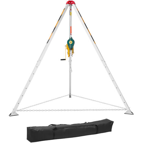 Mophorn Kit de Trípode de Rescate para Espacios Confinados, con Cabrestante de 1179 kg, Patas Regulables de 1,45 m, Cable de 30 m, Sistema de Protección de 10 m, Altura Ajustable de 1,6 a 2,45 m