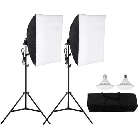 Mophorn Kit d'éclairage Softbox, 24" x 24", ampoules LED 30W 5500K, support de trépied réglable, éclairage de studio pour la photographie, l'enregistrement vidéo et la diffusion en direct
