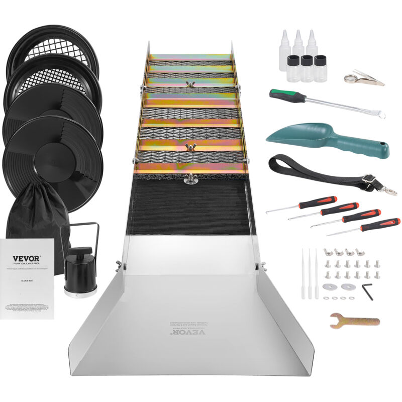 VEVOR Kit d'Orpaillage Portable  23PCS Rampe d'Orpaillage 127cm Aluminium Avec Pelle