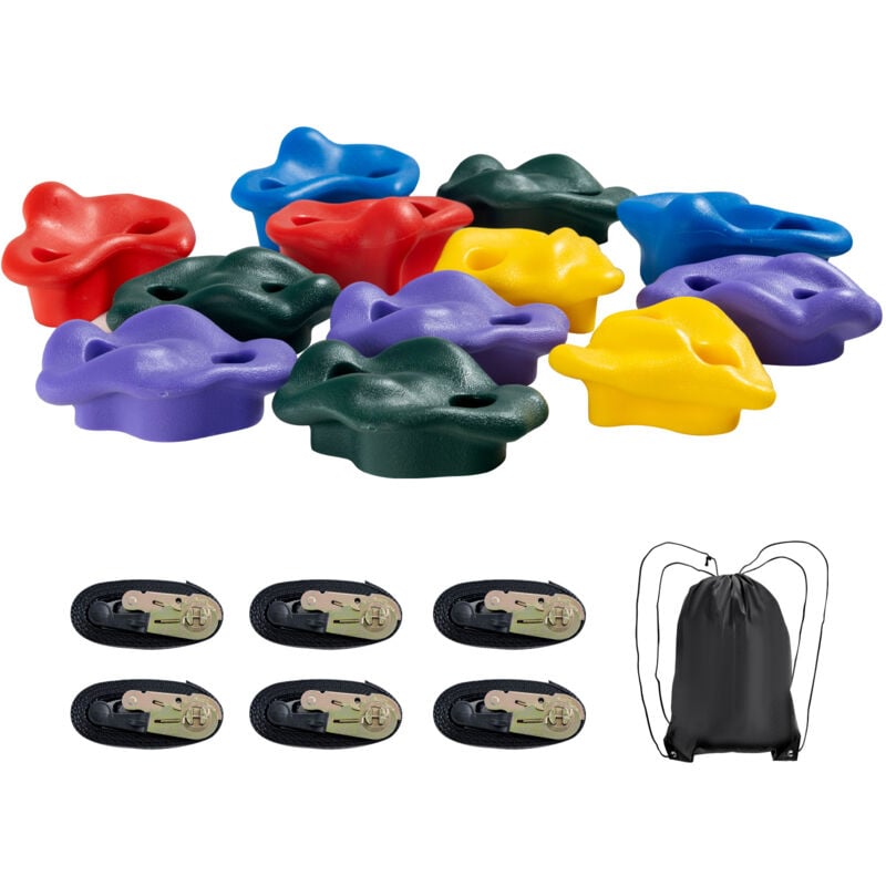 Kit d'escalade d'arbre Ninja, 12 prises d'escalade, 6 sangles à cliquet et échelle, idéal pour enfants et adultes, rochers d'escalade colorés pour le