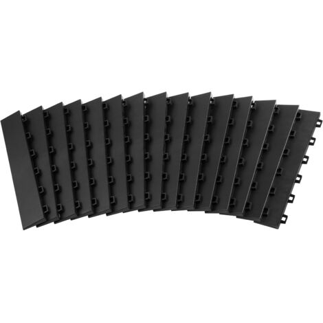 Mophorn Kit di Bordi di Transizione per Pavimenti da Garage Femmina, Set di 15 Bordature Modulari a Incastro in PP Antiscivolo, Ideali per Piastrelle e Pavimentazioni da Garage, Nero