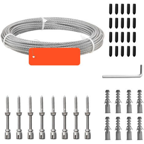 Mophorn Kit di cavi metallici da 3,2 mm, lunghezza 12,2 m, realizzato in acciaio inossidabile 316, resistenza alla rottura di 7,1 KN, struttura a 7 x 7 fili, ideale per sistemi di ringhiere per ponti