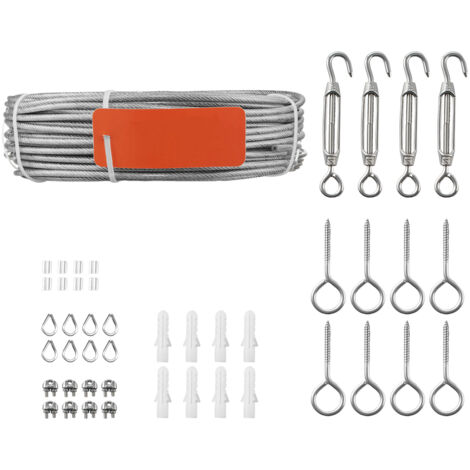 Mophorn Kit di cavi metallici da 3,2 mm, lunghezza 30,5 m, realizzato in acciaio inossidabile 304, resistenza alla rottura di 2,9 kN, struttura a 7 x 7 fili, ideale per sistemi di ringhiere per ponti