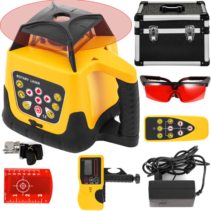 Image of Mophorn - Kit di livelle laser rotanti a raggio rosso con portata di 500 metri Auto-livellamento digitale con ricevitore con telecomando Custodia per