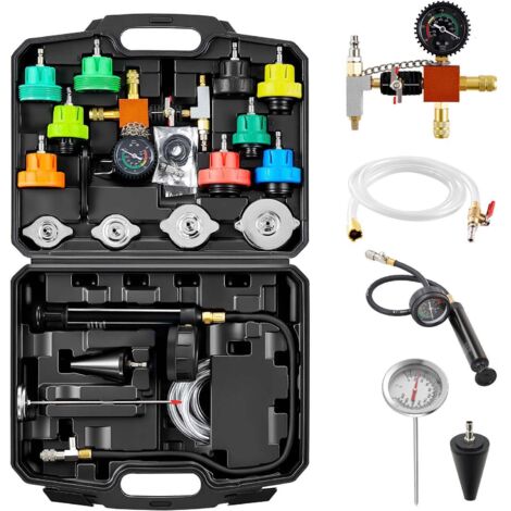 Mophorn Kit di manometri per liquido di raffreddamento da 28 pezzi con 4 adattatori, set universale per test di pressione del sistema di raffreddamento per veicoli, dotato di pompa di pressione