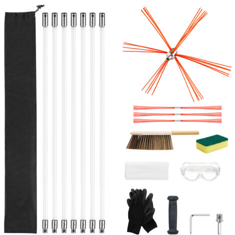 Mophorn Kit di pulizia del caminetto estensibile da 23 piedi con teste di spazzola, occhiali di sicurezza e design flessibile per varie forme di caminetto