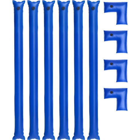 Mophorn Kit di sacchi zavorra per copertura piscina, set di 4 tubi angolari da 2,4 m con tappo anti-perdite, ideale per fissare il telo invernale, colore blu