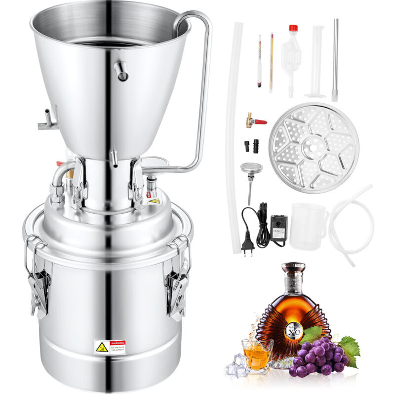 Kit distillateur d'alcool 13 gal 50 l, tube en acier inoxydable 304, pompe de circulation, thermomètre, port d'échappement pour whisky, vin, brandy,