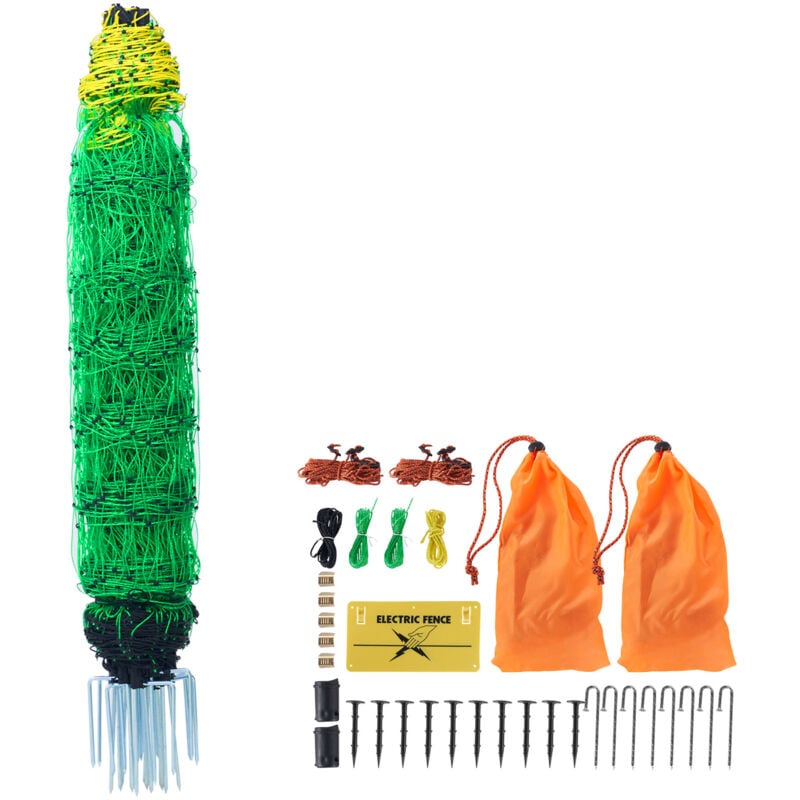 Mophorn - vevor Kit filet de cloture electrique 0,88x49,98 m cloture filet pe avec poteaux piquets a double pointe, maille portable utilitaire pour