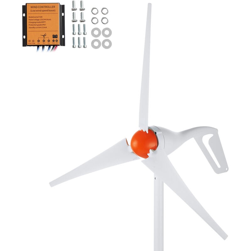 Kit générateur d'éolienne 500 w – 12 v, 3 pales avec contrôleur mppt, direction du vent réglable commence à 2,5 m/s. - Mophorn