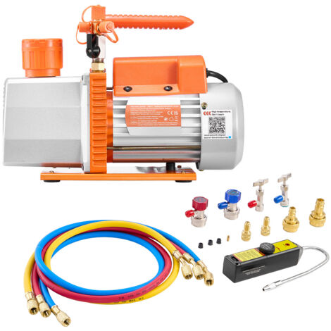 Mophorn Kit pompa per vuoto e manometro 7 CFM 198 L/min, pompa rotativa a 2 stadi per sistemi di aria condizionata, con borsa per il trasporto, compatibile con R134a, R22 e R410a