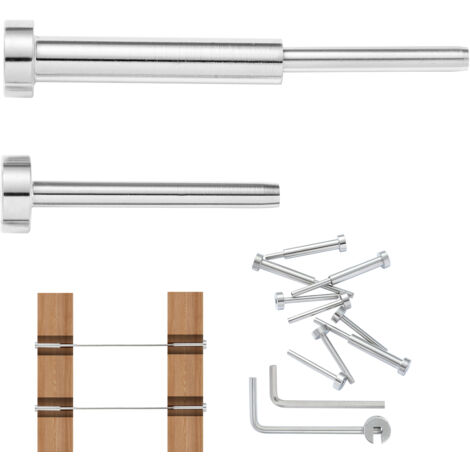 Mophorn Kit ringhiera con cavo invisibile da 20 pezzi, ricevitore in acciaio inossidabile T316 da 3,2 mm e terminale perno a pressare, tenditore a pressare per pali in legno/metallo, argento