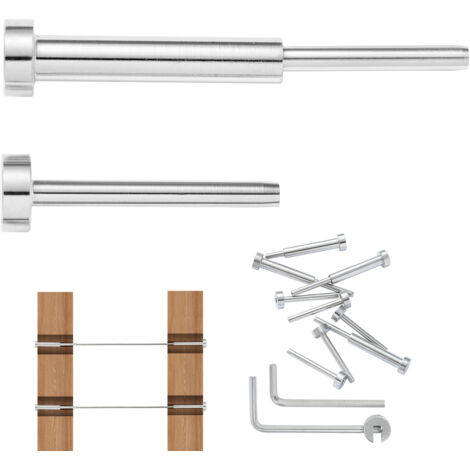 Mophorn Kit ringhiera con cavo invisibile da 20 pezzi, ricevitore in acciaio inossidabile T316 da 3,2 mm e terminale perno a pressare, tenditore a pressare per pali in legno/metallo, argento