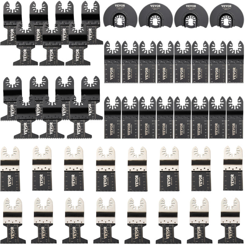 VEVOR 50-delige set accessoires voor oscillerende zaagbladen HCS+ roestvrijstalen multitool segmentzaagbladen 1-3/4 inch 1-3/8 inch 3-1/2 inch multitool accessoire set