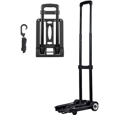Mophorn Klappbare Sackkarre mit 50 kg Tragfähigkeit, Transportwagen mit 2 Rädern und elastischem Seil, vielseitiger Rollwagen mit Plattform für Reisen, Büroumzüge und mehr, Schwarz, 320x235x965 mm