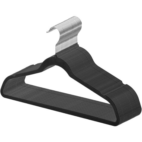 Mophorn-Kleiderbügel, 50er-Pack schwarze Kleiderbügel aus Samt mit 5 kg Tragkraft, 360-Grad-Drehhaken, 0,5 cm ultradünnes Design, rutschfest, platzsparend