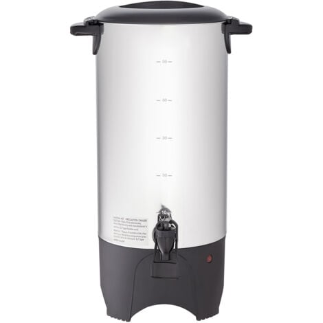 Mophorn Kommerzielle Kaffeekanne, 50 Tassen, Edelstahl, großer Kaffeespender, 1000 W, 220 V, elektrische Kaffeemaschine für schnelles Aufbrühen, Heißwasserkanne mit abnehmbarem Netzkabel, Silber