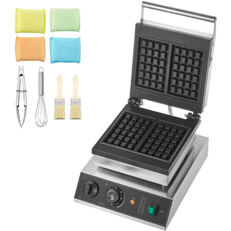 Mophorn Kommerzielles Waffeleisen, 2-teilig, rechteckig, 2000 W, antihaftbeschichteter Edelstahl, Temperatur- und Zeitregelung, Griff, für Restaurant, Bäckerei, Snackbar, Familie