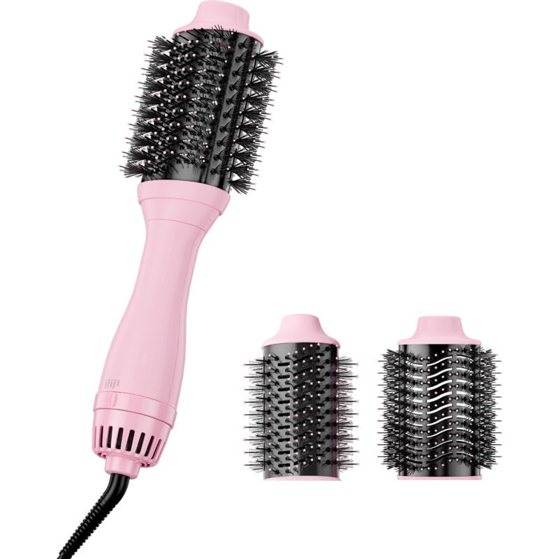 La brosse sèche-cheveux, fonctionnant comme un outil de coiffure 4 en 1, est ingénieusement conçue pour répondre à divers besoins de coiffure.