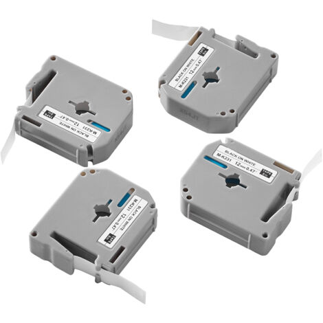 Mophorn Label Maker Tape, 4 Pack, 0.47 in / 12 mm Black on White Label Cartridge Compatible with Various Brother Labeling Devices, Durable, Waterproof, and Long-lasting
