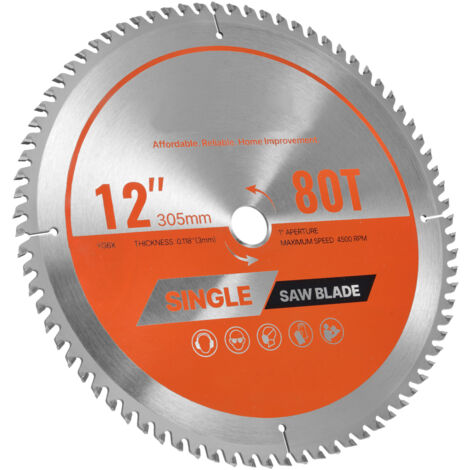 Mophorn Lama Circolare Ø 305 mm per Troncatrice, 80 Denti, Foro da 25,4 mm, Ideale per Taglio di Legno, Compensato e Legno Duro