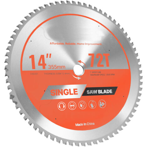 Mophorn Lame de scie circulaire Ø 355 mm, 72 dents en alliage, arbre 25,4 mm, finition précise, avec évents de refroidissement antibruit, adaptée pour couper aluminium, acier et métal