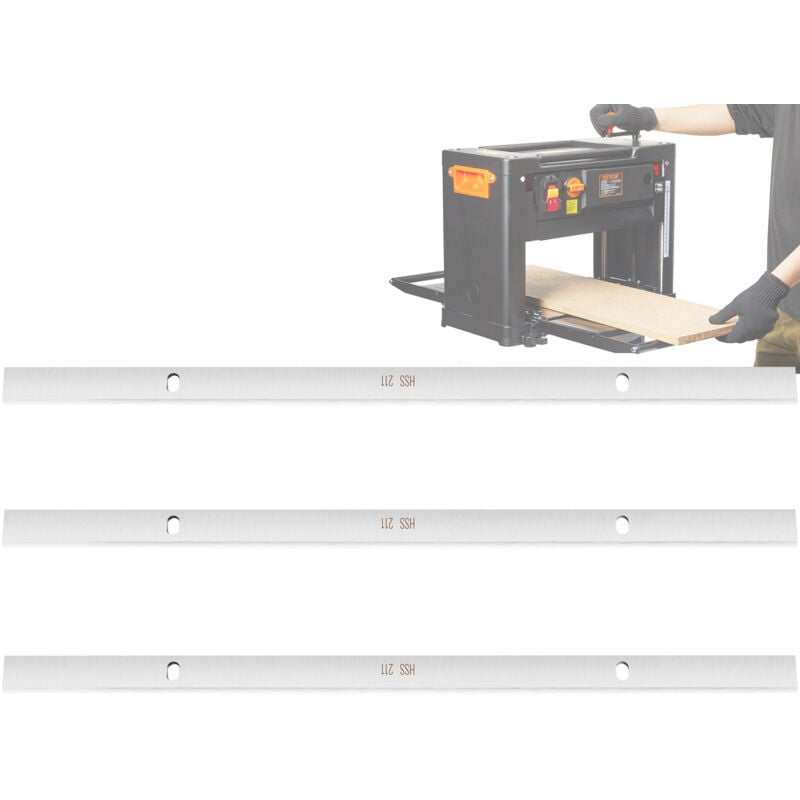 Lames de Raboteuse hss 33 cm 3PCS Couteaux Rabot deEpaisseur de Remplacement Acier Rapide Epais 2 mm Durete HRC55-60 Trous de Montage Pratiques pour