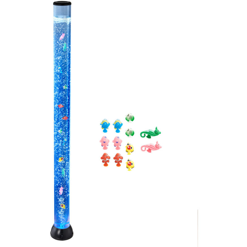 Mophorn Lampe à bulles avec poissons flottants, 151 cm, 16 effets lumineux colorés, télécommande, lumière relaxante, idéale pour chambre, salon et