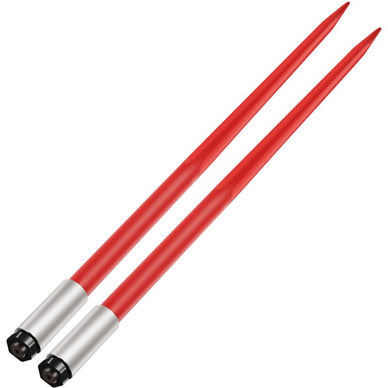 Vevor Lance a foin, 125 cm, 2PCS lances a balles de foin carree, pointe a balle fixation rapide, grande charge, fourches a balle revetement rouge,