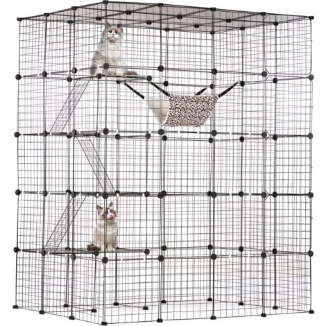 Mophorn Large 4-tier Cat Cage, 54 x 41 x 69", Detachable Metal Wire, with Accessories, for Indoor & Outdoor, Black