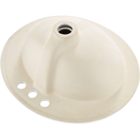 Mophorn Lavabo semi-encastré pour salle de bain, vasque ovale en céramique blanche 485 x 425 mm avec trop-plein et 3 trous pour robinet, évier moderne adapté aux espaces réduits