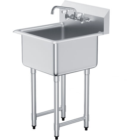 Mophorn Lavello da cucina e di servizio 21"x41" in acciaio inossidabile. Dotato di rubinetto e gambe. Lavello indipendente a 1 scomparto con vasca singola per garage, ristorante, cucina e lavanderia.