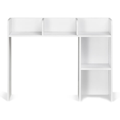 Mophorn Libreria da scrivania a 2 ripiani, 37,2" x 9,5" x 28,9" Organizer portaoggetti bianco, ripiano espositivo in legno con piedini antiscivolo per ufficio, casa e dormitorio