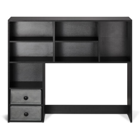 Mophorn Libreria da scrivania, organizer a 3 ripiani. 37"x10"x31.1", ripiano in legno con 2 cassetti. Per ufficio, casa e dormitorio. Nero