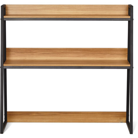 Mophorn Libreria da tavolo, organizzatore da scrivania a 2 ripiani. Misura 37,4"x12,6"x35,4", è uno scaffale espositivo color legno con piedini antiscivolo. Ideale per ufficio, casa e dormitorio