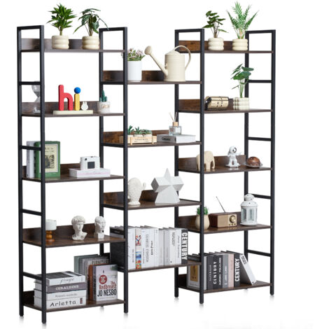 Mophorn Libreria in metallo a 14 ripiani, libreria rustica industriale, espositore indipendente con ripiani aperti per soggiorno, camera da letto e ufficio
