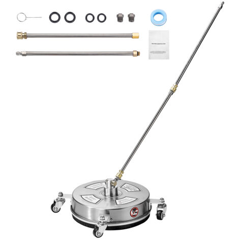 Mophorn Limpiador de superficies con hidrolavadora de 14", accesorio de acero inoxidable, 4000 PSI máx., 2 boquillas rociadoras, 4 ruedas, 2 varillas extendidas para concreto, patio y terraza
