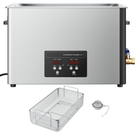 Mophorn Limpiador ultrasónico de 30 L, equipo de limpieza profesional con cesta y pantalla digital, 480 W, acero inoxidable, 40 kHz, ideal para piezas, carburadores e instrumentos
