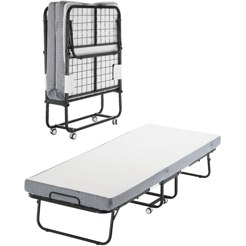 Mophorn Lit d'appoint 31 x 75 po, lit double pliant avec matelas en mousse à mémoire de forme de 4 po, cadre en métal robuste, lit portable pour