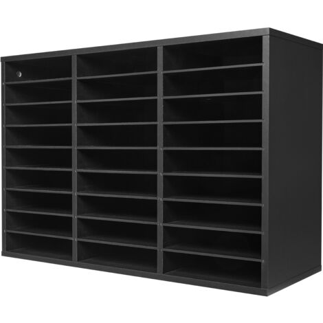 Mophorn Literatur-Organizer – Büro-Briefkasten mit 27 Fächern und herausnehmbaren Regalen. Briefkastensortierer aus Holz in Schwarz für Büro, Zuhause und Klassenzimmer