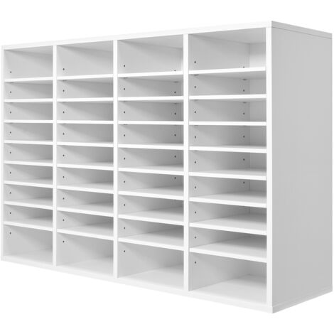 Mophorn Literatur-Organizer – Büro-Briefkasten mit 36 Fächern und verstellbaren Regalen. Ein hölzerner Briefkastensortierer in Weiß für Büro, Zuhause und Klassenzimmer