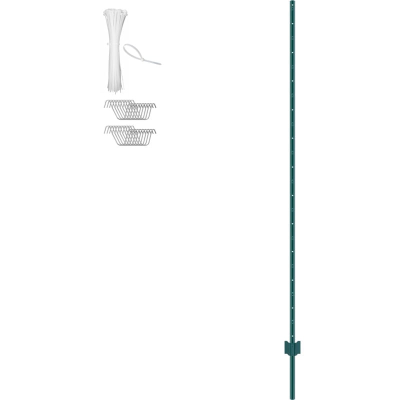 Lot de 10 poteaux de clôture en t verts de 7 pieds - Clôture extérieure robuste Essentia. Ces poteaux de clôture de 7 pieds, fabriqués en acier au