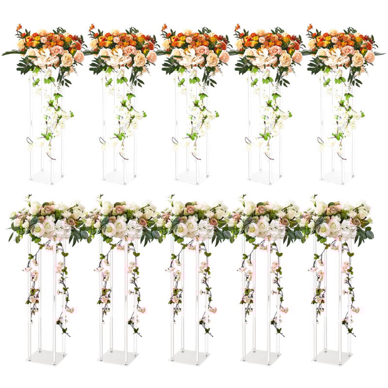 Lot de 10 supports à fleurs de mariage de 23,6 pouces, en stratifié acrylique et colonne de vase, support de présentation de pièce maîtresse