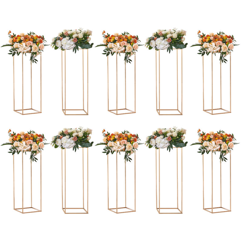 Mophorn - Lot de 10 supports de fleurs de mariage élégants de 80 cm, en stratifié acrylique et colonne de vase en métal, support de présentation de