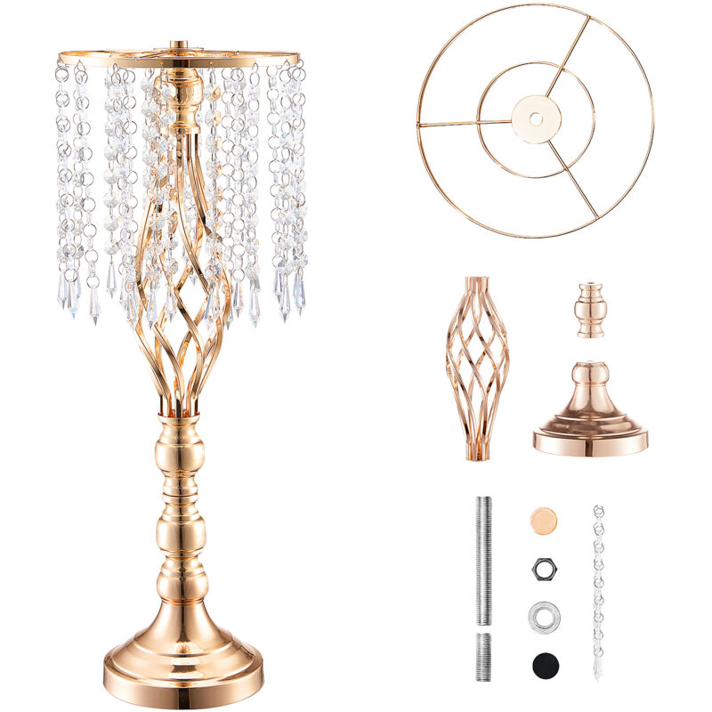 Lot de 10 supports de fleurs de mariage en cristal de 55 cm de haut, vase en métal doré pour décoration - Mophorn